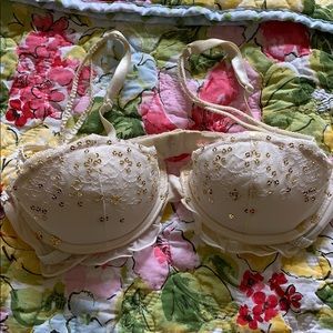 White and gold sequin bra